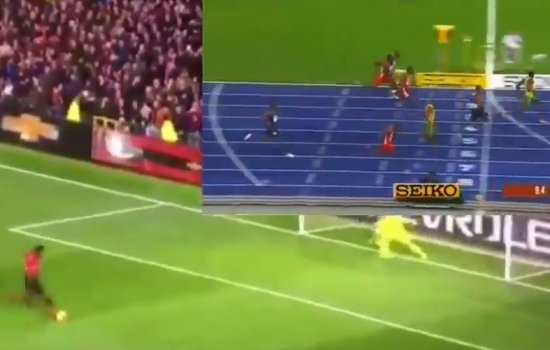Усейн Болт виртуально опередил бьющего пенальти Погба (Видео)