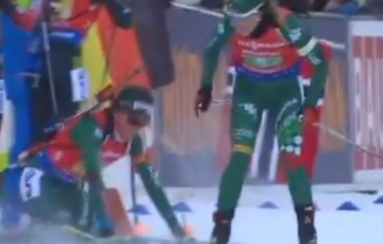 Итальянка Гонтье курьезно упала при передаче эстафеты (Видео)