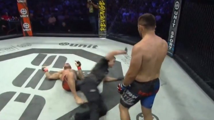 Курьез в сербском ММА: рефери упал вместе с проигравшим (Видео)