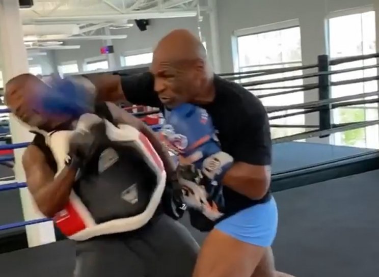 Тайсон случайно ударил тренера во время спарринга (Видео)