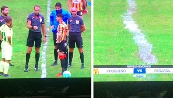 В чемпионате Уругвая пришлось вручную делать разметку - вышло не очень В чемпионате Уругвая пришлось вручную делать разметку - вышло не очень