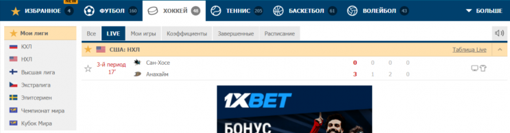 Хоккейный лайв поздней ночью