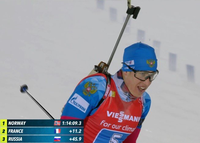 Биатлон: Латыпов провалил стрельбу стоя, но удержал бронзу в эстафете (Эстерсунд) Биатлон: Латыпов провалил стрельбу стоя, но удержал бронзу в эстафете (Эстерсунд)