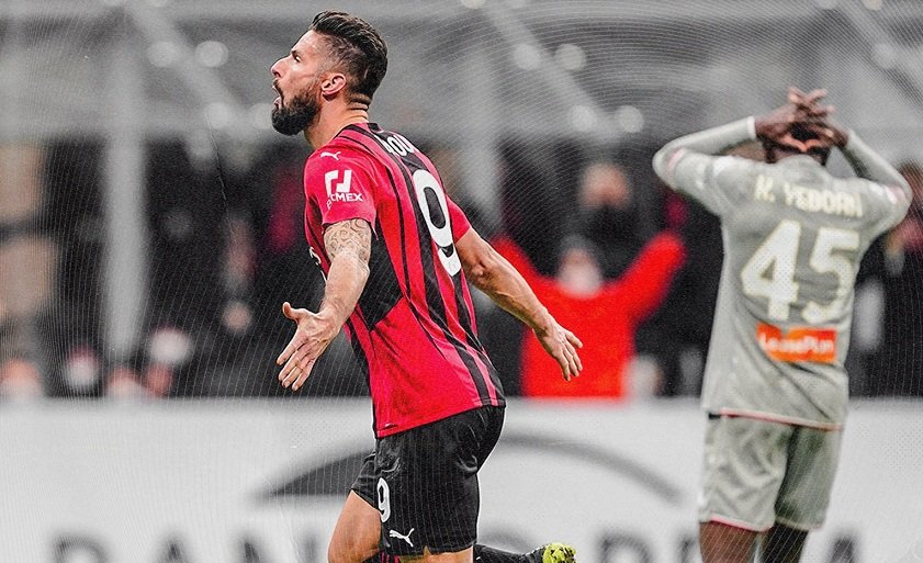 Жиру празднует гол в ворота Дженоа