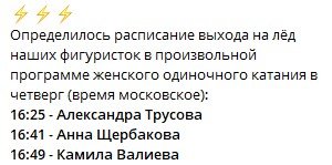 Названо точное время выхода фигуристок в произвольной программе (ОИ-22) Названо точное время выхода фигуристок в произвольной программе (ОИ-22)
