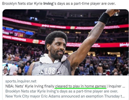 Шансы «Бруклина» увеличились - Ирвингу разрешили играть дома (НБА) Шансы «Бруклина» увеличились - Ирвингу разрешили играть дома (НБА)