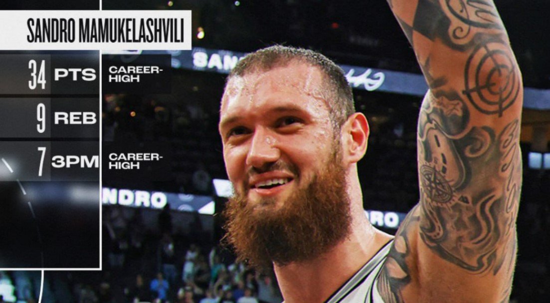 Грузинский центровой «Сан-Антонио» побил рекорд НБА - 34 очка за 19:27
