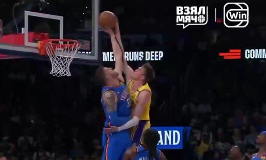 Хартенштайн («Оклахома») поймал Кнехта («Лейкерс») на красивый блокшот (НБА, видео)