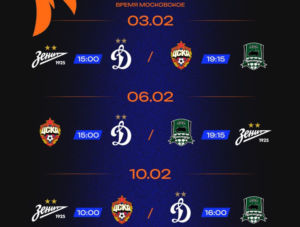 Опубликовано расписание Winline Зимнего Кубка РПЛ - 2026