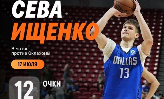Летняя лига НБА: Ищенко набрал 12 очков за «Даллас» и отдал красивый «аллей-уп» с центра (Видео) Летняя лига НБА: Ищенко набрал 12 очков за «Даллас» и отдал красивый «аллей-уп» с центра (Видео)